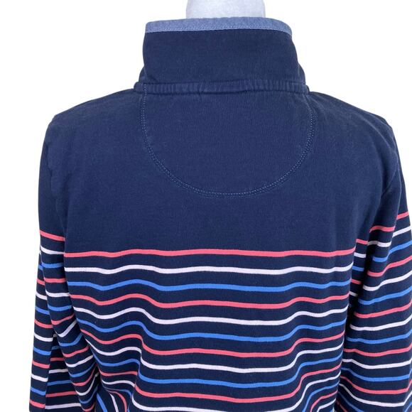 L.L. Bean Sz S Soft Cotton Rugby Henley Pullover Navy Pink Striped Casual Preppy - Picture 7 of 16